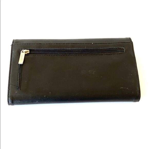 Esprit Women's Black Leather Tri Fold Organizer Envelope Clutch Wallet - Picture 5 of 10